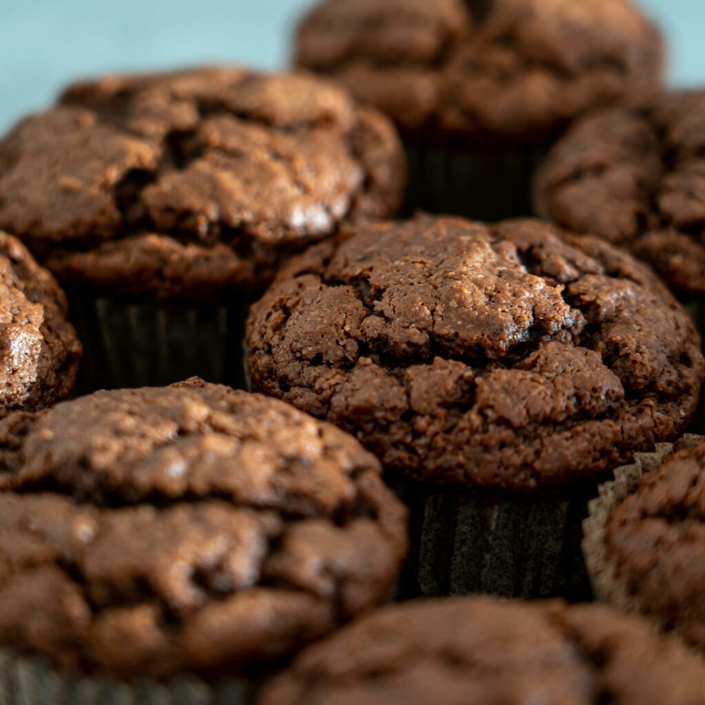 Delicious homemade chocolate muffins perfect for breakfast or a sweet snack.